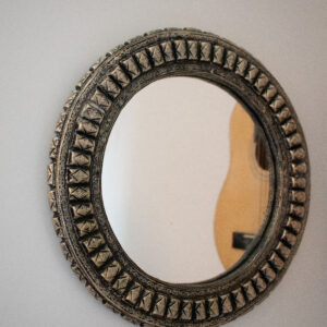 Miroir rond plaqué argent