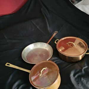 Lot cuivre : poêle + casserole + cocotte
