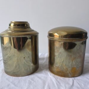 Lot de 2 boîtes cylindriques doré (thé etc..) – Image 2